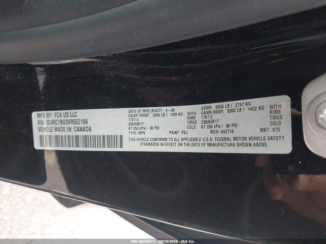 Aukcja sprzedaży 2027 Chrysler Pacifica, vin: 2C4RC1BG3VR552166, numer aukcji: 46225411