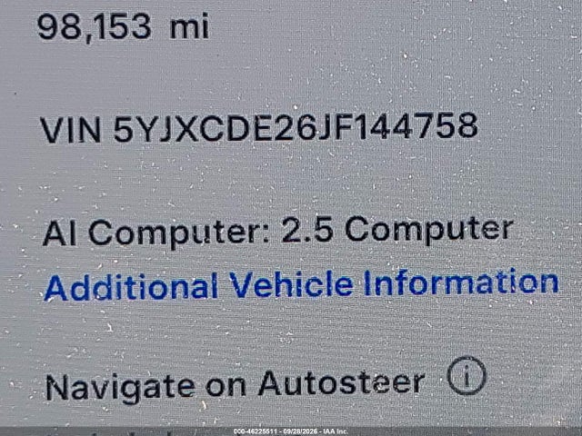 Aukcja sprzedaży 2018 Tesla Model X 100d/75d/p100d, vin: 5YJXCDE26JF144758, numer aukcji: 46225511