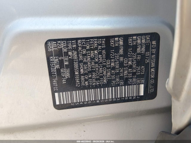 46225542 :رقم المزاد ، JN8BT3BB5SW169452 vin ، 2025 Nissan Rogue Sv Intelligent Awd مزاد بيع