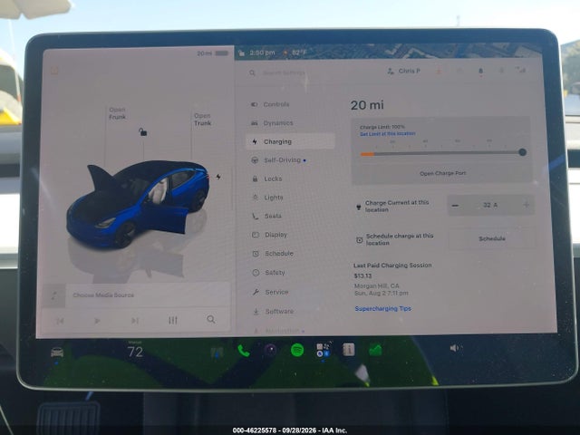 46225578 :رقم المزاد ، 5YJ3E1EA4NF164611 vin ، 2022 Tesla Model 3 Rear-wheel Drive مزاد بيع
