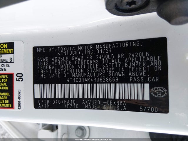 Toyota Camry Hybrid Le 2024 4T1C31AK4RU628669 Image 9