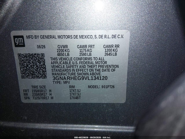 2027 Chevrolet Equinox მანქანა იყიდება აუქციონზე, vin: 3GNARHEG9VL134120, აუქციონის ნომერი: 46225639