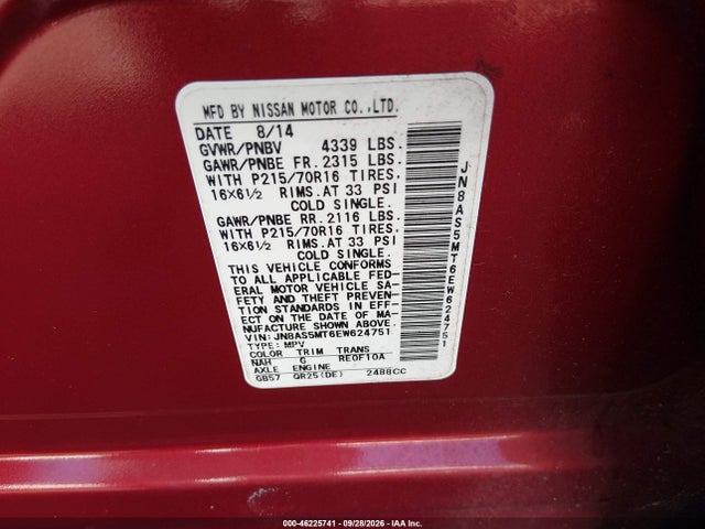 Nissan Rogue Select S 2014 JN8AS5MT6EW624751 Image 9
