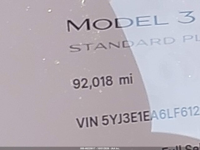 5YJ3E1EA6LF612960 Tesla Model 3 Standard Range Plus Rear-wheel Drive/standard Range Rear-wheel Drive