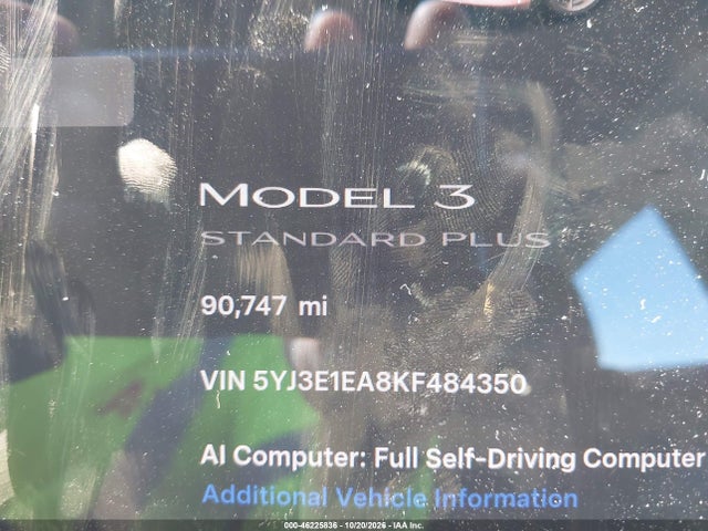 5YJ3E1EA8KF484350 Tesla Model 3 Long Range/mid Range/standard Range/standard Range Plus