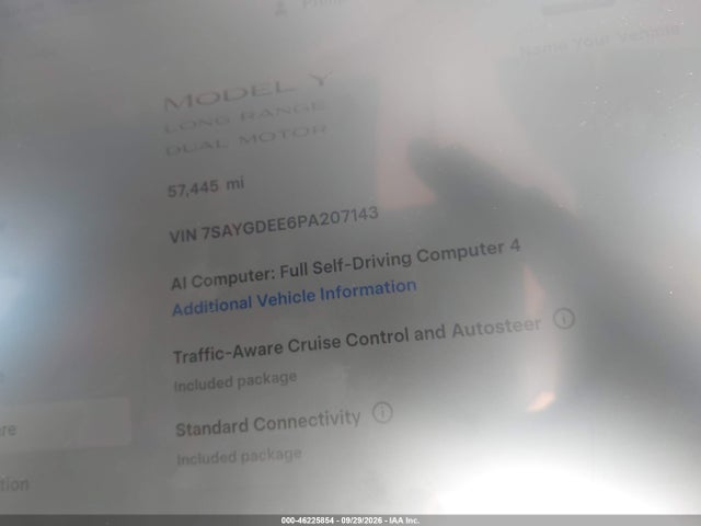 46225854 :رقم المزاد ، 7SAYGDEE6PA207143 vin ، 2023 Tesla Model Y مزاد بيع