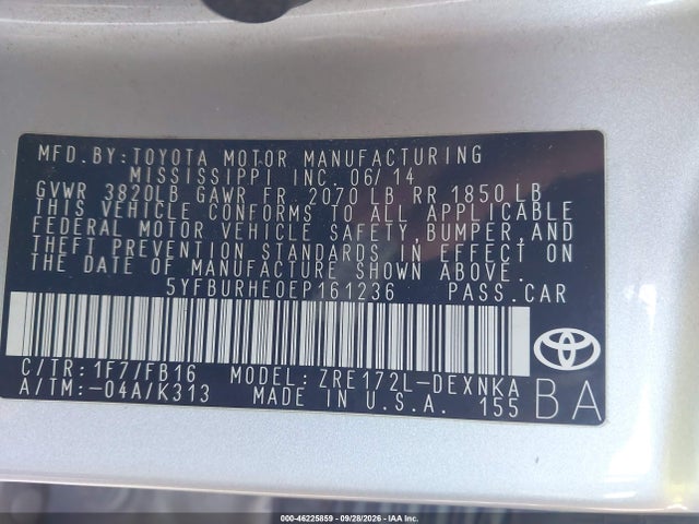Toyota COROLLA LE 2014 5YFBURHE0EP161236 Image 9