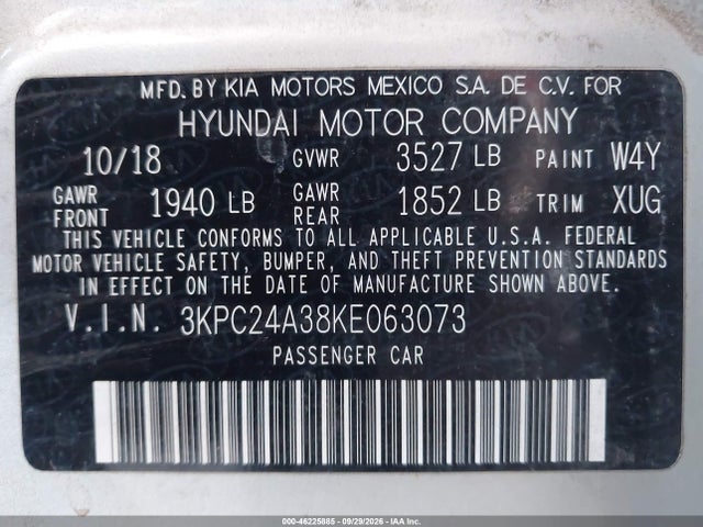 Hyundai ACCENT SE 2019 3KPC24A38KE063073 Image 9