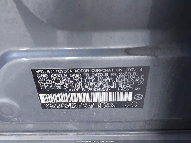 46225981 :رقم المزاد ، JTHBE1BL2E5042587 vin ، 2014 Lexus Gs 350 مزاد بيع