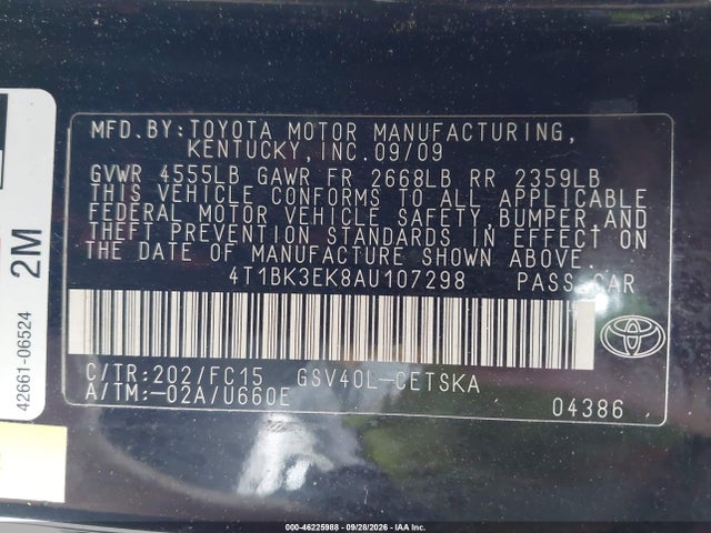 Продаж на аукціоні авто 2010 Toyota Camry Se V6, vin: 4T1BK3EK8AU107298, номер лоту: 46225988