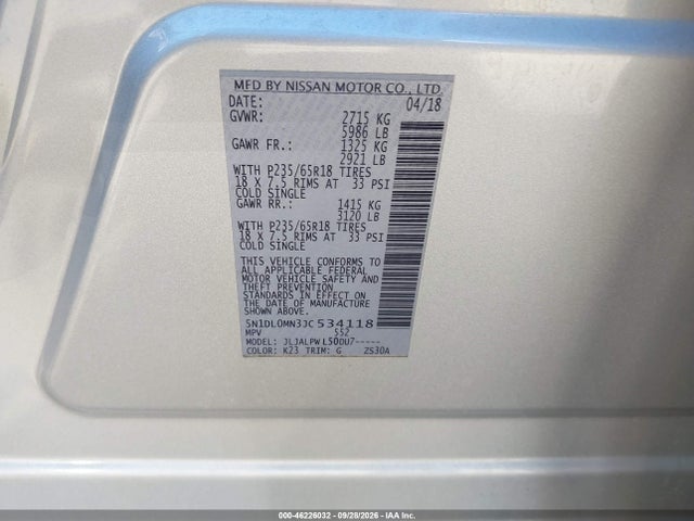 5N1DL0MN3JC534118 Infiniti QX60