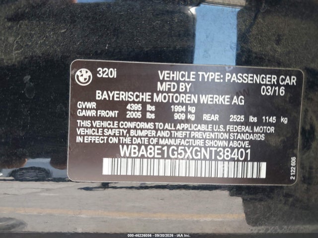 BMW 320i 2016 WBA8E1G5XGNT38401 Image 9