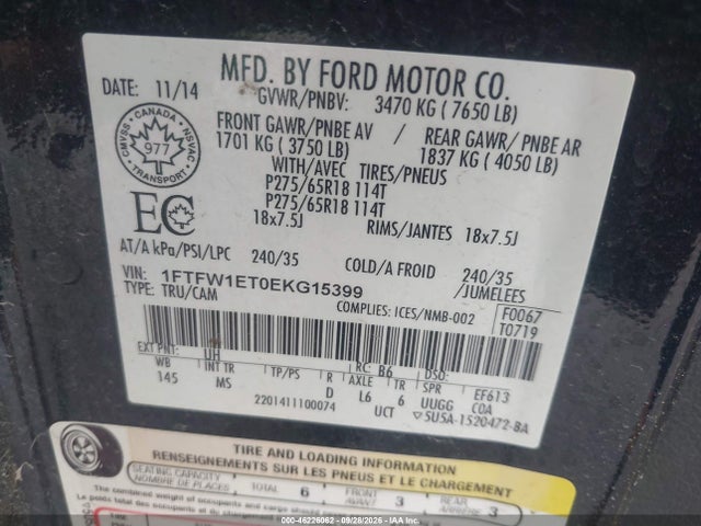Ford F-150 Xlt 2014 1FTFW1ET0EKG15399 Image 9