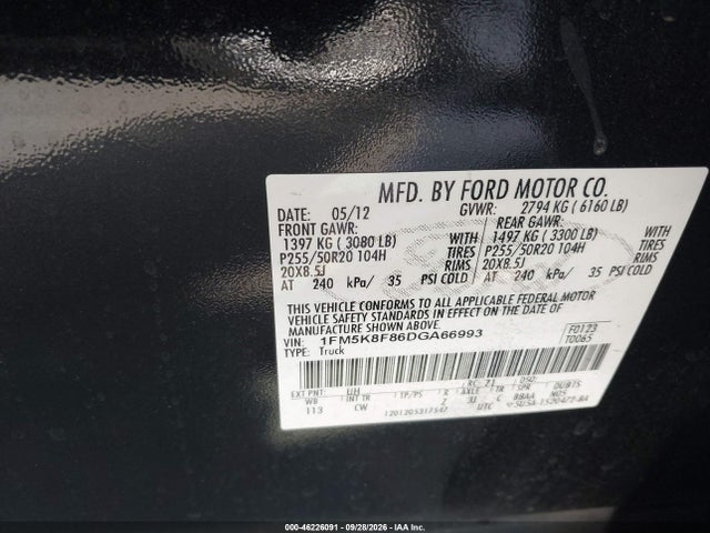 Продажа на аукционе авто 2013 Ford Explorer Limited, vin: 1FM5K8F86DGA66993, номер лота: 46226091