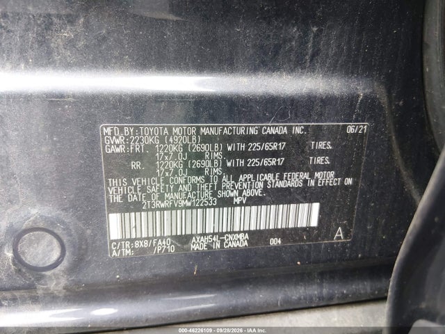 Продаж на аукціоні авто 2021 Toyota Rav4 Hybrid Xle, vin: 2T3RWRFV9MW122533, номер лоту: 46226109