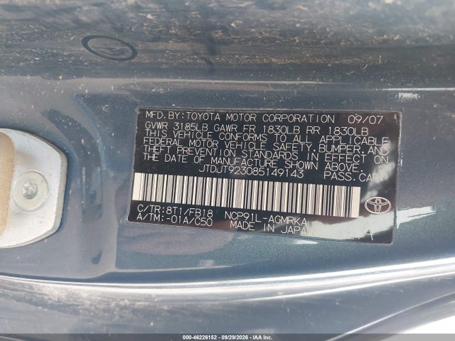 Aukcja sprzedaży 2008 Toyota Yaris, vin: JTDJT923085149143, numer aukcji: 46226152
