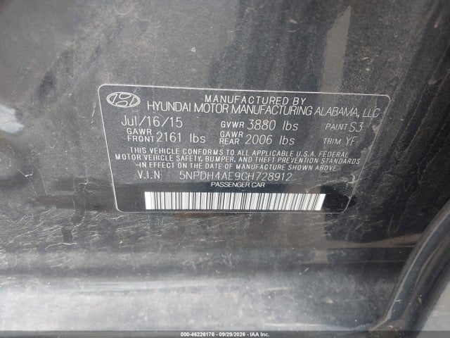 Продаж на аукціоні авто 2016 Hyundai Elantra Se, vin: 5NPDH4AE9GH728912, номер лоту: 46226176