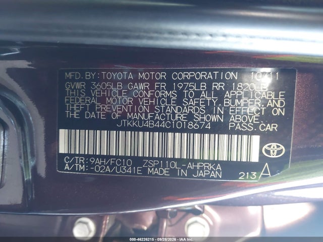 Продажа на аукционе авто 2012 Scion Xd, vin: JTKKU4B44C1018674, номер лота: 46226215