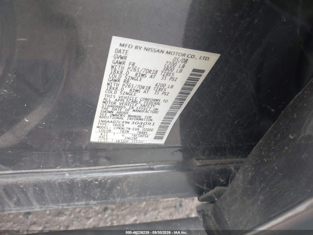 Продажа на аукционе авто 2009 Nissan Titan Se, vin: 1N6AA07C49N304091, номер лота: 46226239