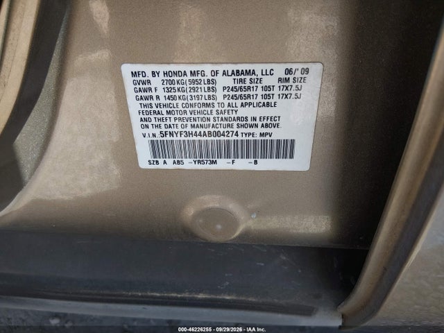 Продаж на аукціоні авто 2010 Honda Pilot Ex, vin: 5FNYF3H44AB004274, номер лоту: 46226255