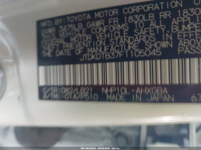 Продажа на аукционе авто 2015 Toyota Prius C Four, vin: JTDKDTB37F1105045, номер лота: 46226420