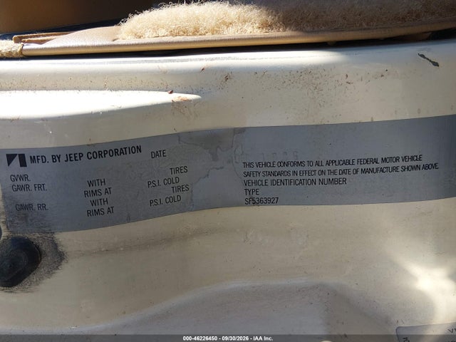 1987 Jeep Cherokee Laredo მანქანა იყიდება აუქციონზე, vin: 1JCML7841HT069135, აუქციონის ნომერი: 46226450