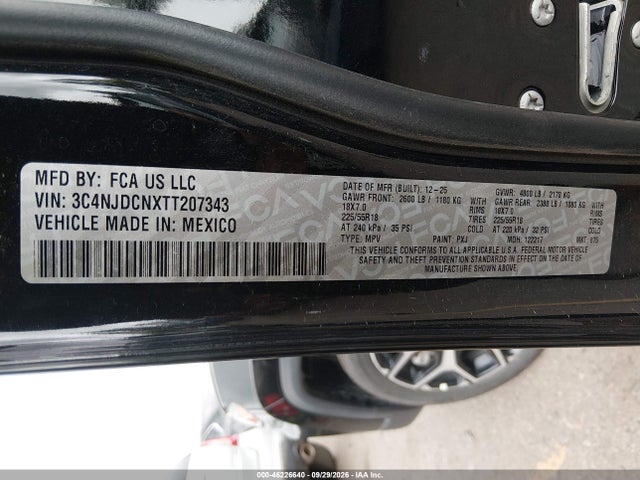 Aukcja sprzedaży 2026 Jeep Compass Limited, vin: 3C4NJDCNXTT207343, numer aukcji: 46226640