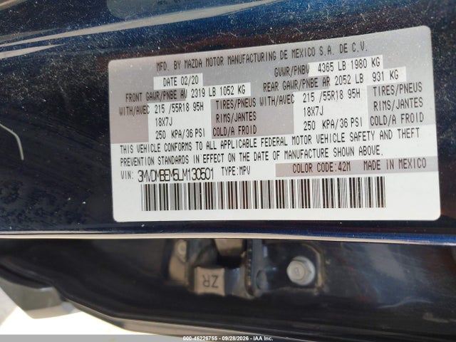 Продажа на аукционе авто 2020 Mazda Cx-30 Premium Package, vin: 3MVDMBEM5LM130501, номер лота: 46226755