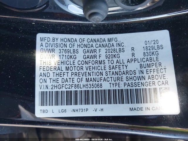 Honda Civic Sport 2020 2HGFC2F86LH535068 Image 9
