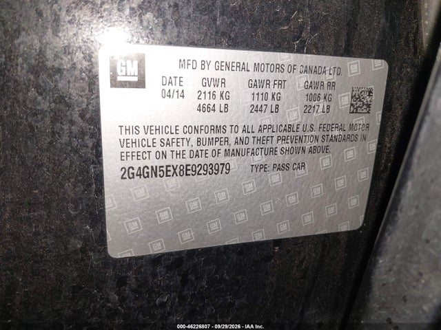 2014 Buick Regal Turbo/e-assist Premium I მანქანა იყიდება აუქციონზე, vin: 2G4GN5EX8E9293979, აუქციონის ნომერი: 46226807