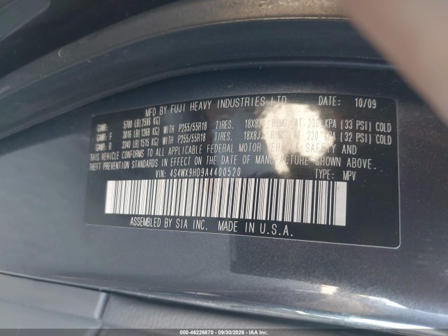 Aukcja sprzedaży 2010 Subaru Tribeca 3.6r Limited, vin: 4S4WX9HD9A4400520, numer aukcji: 46226870
