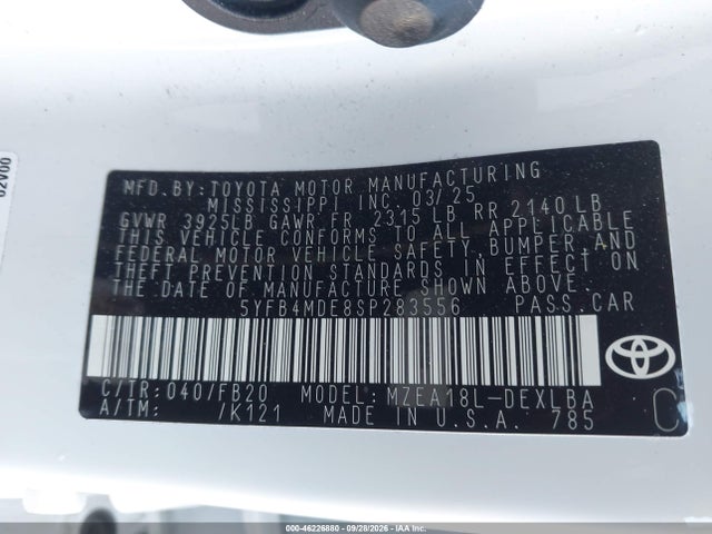 Toyota COROLLA LE 2025 5YFB4MDE8SP283556 Image 9