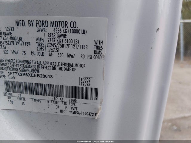 Продаж на аукціоні авто 2014 Ford F-250 Xl, vin: 1FT7X2B6XEEB28618, номер лоту: 46226905