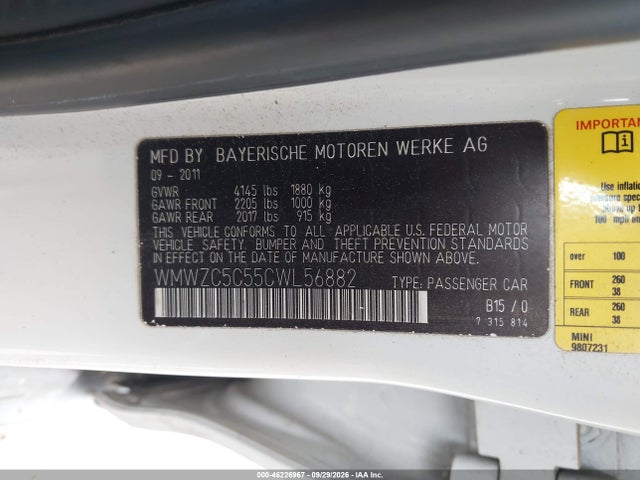 Продаж на аукціоні авто 2012 Mini Cooper S Countryman, vin: WMWZC5C55CWL56882, номер лоту: 46226967