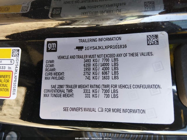 Продаж на аукціоні авто 2023 Cadillac Escalade Esv 4wd Luxury, vin: 1GYS4JKLXPR101816, номер лоту: 46227006
