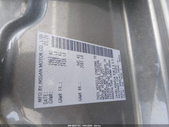 1N4BL4DV0SN381115 Nissan Altima Sv Fwd