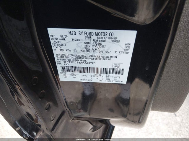 Aukcja sprzedaży 2010 Ford F-150 Fx2 Sport/stx/xl/xlt, vin: 1FTEX1C88AKA49770, numer aukcji: 46227179