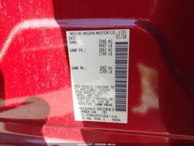 Продажа на аукционе авто 2018 Nissan Leaf Sl, vin: 1N4AZ1CPXJC303883, номер лота: 46227277