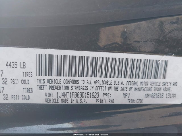 Продаж на аукціоні авто 2011 Jeep Compass, vin: 1J4NT1FB8BD151623, номер лоту: 46227318