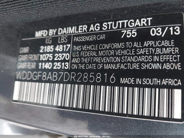 Aukcja sprzedaży 2013 Mercedes-benz C 300 Sport 4matic, vin: WDDGF8AB7DR285816, numer aukcji: 46227355