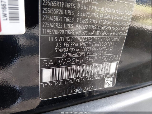Продаж на аукціоні авто 2017 Land Rover Range Rover Sport 3.0l V6 Turbocharged Diesel Hse Td6, vin: SALWR2FK3HA166774, номер лоту: 46227400