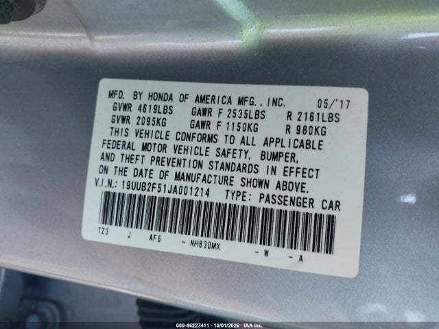 Продаж на аукціоні авто 2018 Acura Tlx Tech Pkg, vin: 19UUB2F51JA001214, номер лоту: 46227411