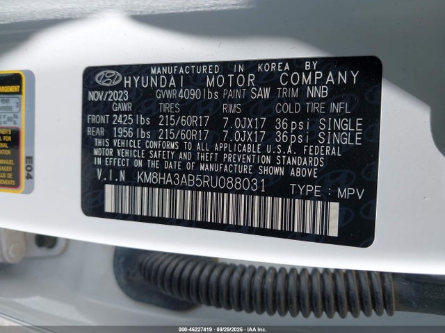 Aukcja sprzedaży 2024 Hyundai Kona Se, vin: KM8HA3AB5RU088031, numer aukcji: 46227419