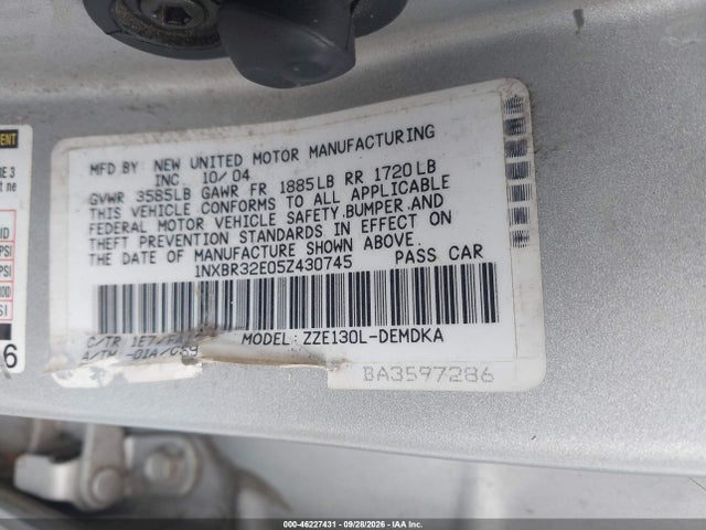 Aukcja sprzedaży 2005 Toyota Corolla Ce, vin: 1NXBR32E05Z430745, numer aukcji: 46227431