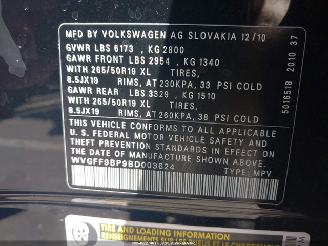 Aukcja sprzedaży 2011 Volkswagen Touareg Vr6 Lux, vin: WVGFF9BP9BD003624, numer aukcji: 46227461