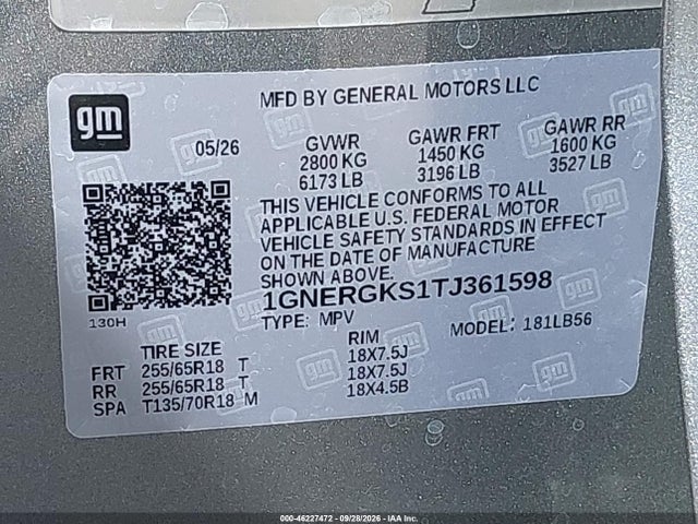 Продаж на аукціоні авто 2026 Chevrolet Traverse Fwd Lt, vin: 1GNERGKS1TJ361598, номер лоту: 46227472