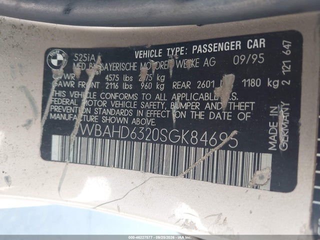 Продаж на аукціоні авто 1995 Bmw 525 I Automatic, vin: WBAHD6320SGK84695, номер лоту: 46227577