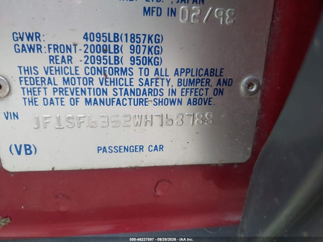 1998 Subaru Forester L მანქანა იყიდება აუქციონზე, vin: JF1SF6352WH768788, აუქციონის ნომერი: 46227597
