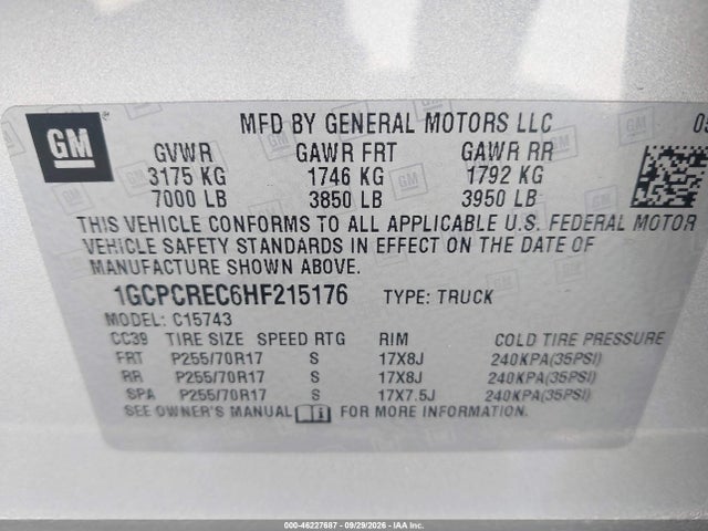 Chevrolet Silverado 1500 1lt 2017 1GCPCREC6HF215176 Image 9