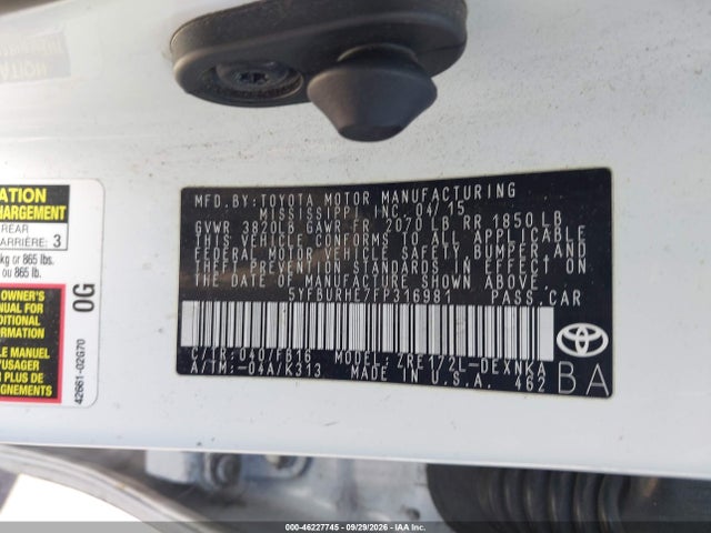 Toyota Corolla Le Plus 2015 5YFBURHE7FP316981 Image 9